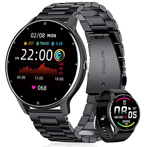 EASYTAO Smartwatch Hombre, Reloj Inteligente Impermeable IPX67, Monitor De Frecuencia Cardíaca/Oxígeno en Sangre/Presión Arterial, Múltiples Modos Deportivos, Monitor De Calorías(Incluye Dos Correas)